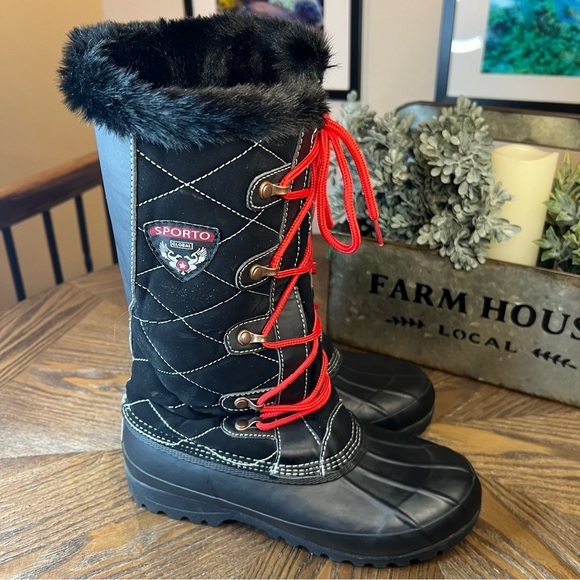 Sporto Boots - Black with Red Accent -  EUC - Picture 1 of 5